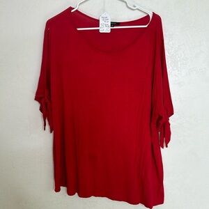 Ambiance Women’s Plus Size 2X Red Top with Knot Ties on Sleeves